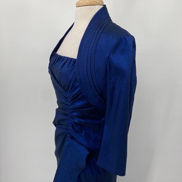 Adrianna Papell Cocktail Dress & Jacket Set Iridescent Cobalt Blue Womens Medium - Picture 9 of 14
